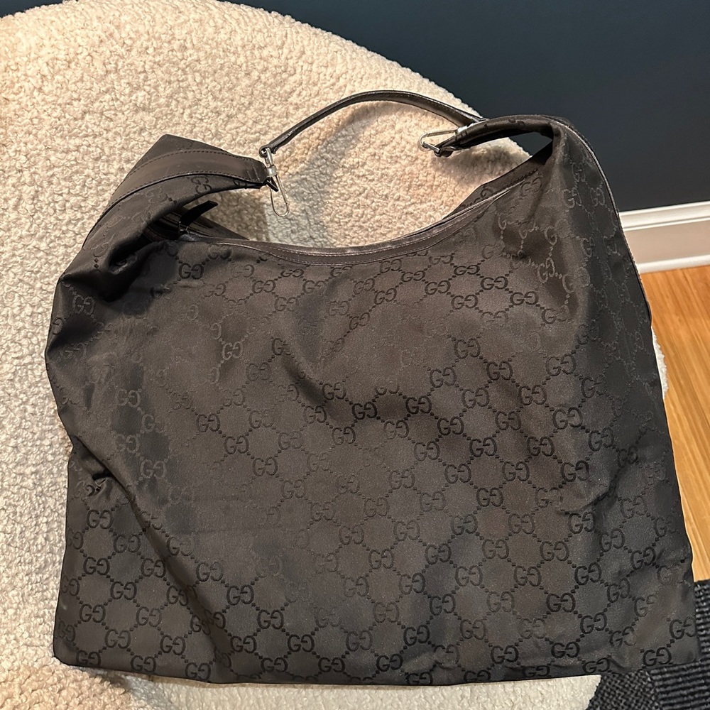 Gucci GG Nylon Extra-Large Travel Hobo Bag (100% Authentic)